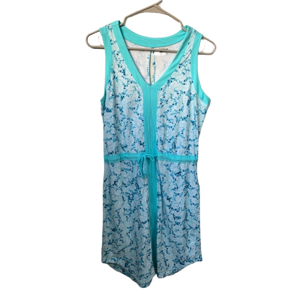 MARMOT Women’s Blue White Print V-neck Drawstring Waist Mini/Midi Dress